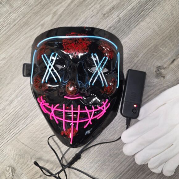 Purge Halloween Light Up Mask And Gloves One Size - Picture 2 of 4